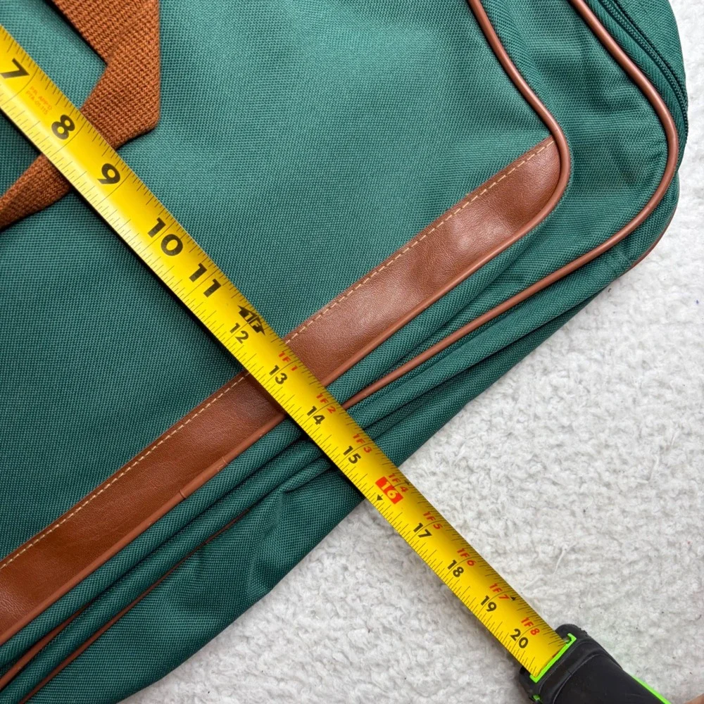 Polo Ralph Lauren Duffle Bag Green Canvas Brown Trim Travel Weekender
